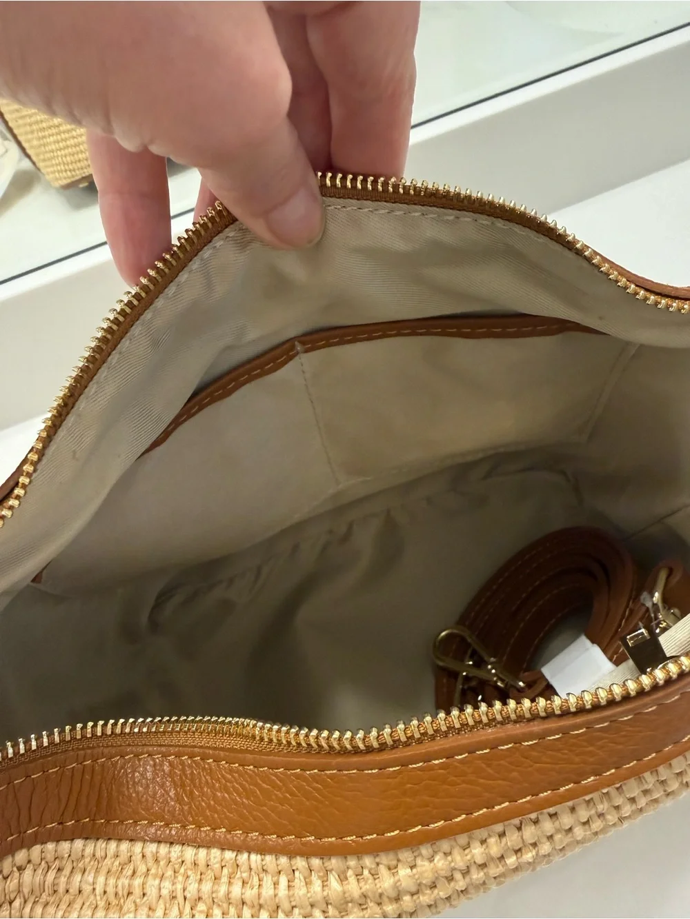 Made in Italy CROSSBODY WOVEN HANDBAG with LEATHER trim NWT